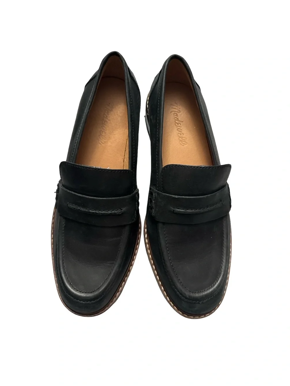 Madewell Lugsole Loafer In Black Leather Size 6 Chunky